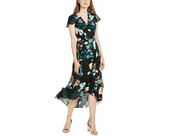 International Concepts Women's Flutter-Sleeve Wrap Maxi Dress Black Size  16" | StackSocial