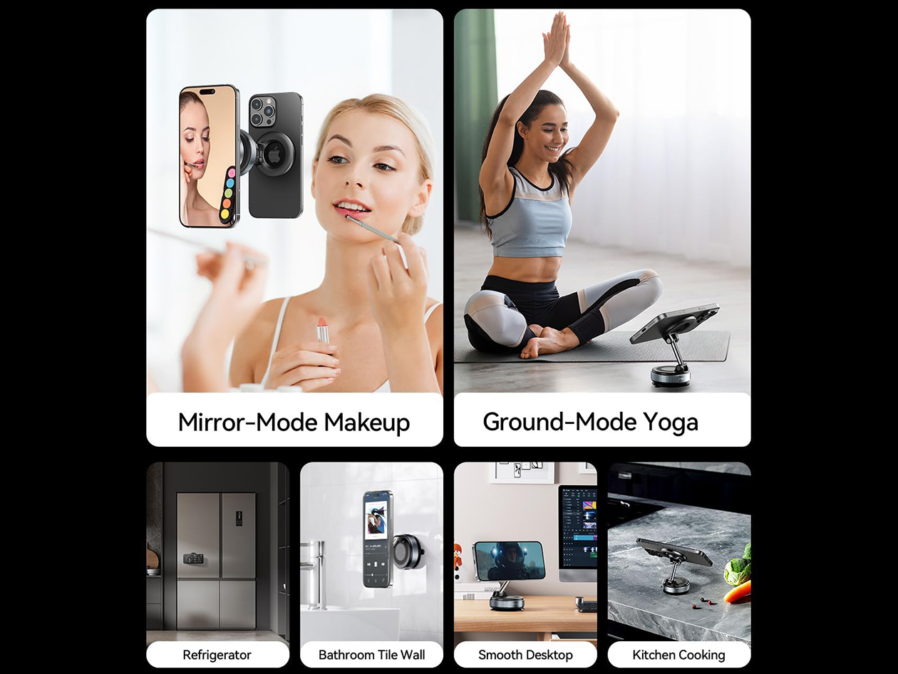 360° Adjustable Magnetic Suction Cup Phone Mount (White/1-Pack)