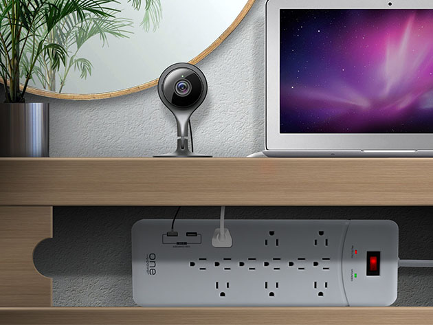 One Power Strip Surge Protector (12 Outlets + 2 USB Ports)