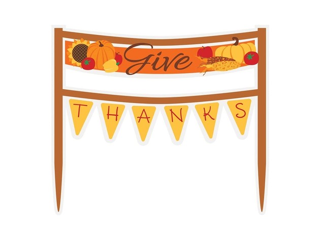 Unique Cake Banner "GIVE THANKS" Party Decoration 8" x 6" Multi color 1 Count