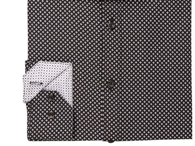 Society of Threads Men's Diamond-Print Performance Slim-Fit Dress Shirt Black Size Large
