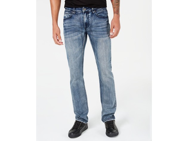 INC International Concepts Men's Stretch Slim Straight Jeans Blue Size 36X34