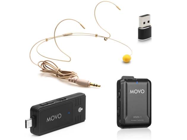 Movo WMX-1-UH |  Wireless USB and USB-C Headset Microphone