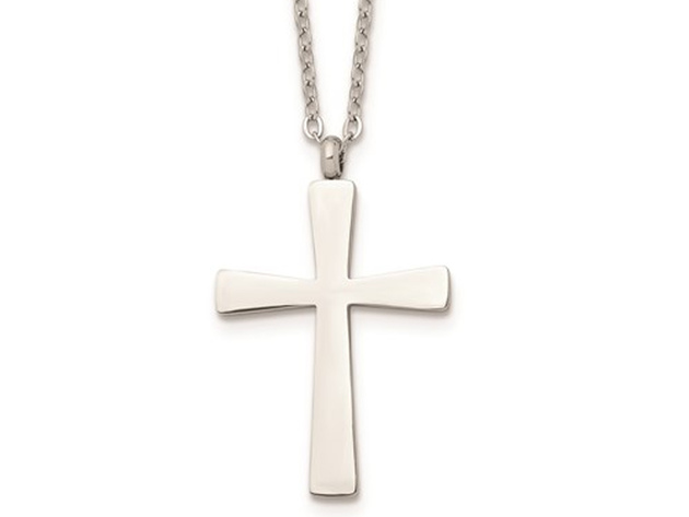 Mens Stainless Steel Cross Pendant Necklace with Chain