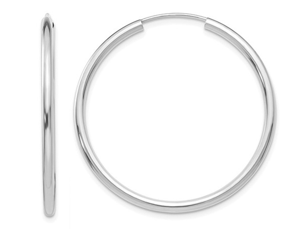 Medium Hoop Earrings in 14K White Gold 1 1/4 Inch (2.00 mm) | Mashable Shop