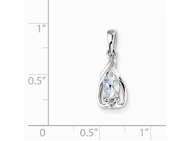 Sterling Silver Aquamarine Pendant Necklace with Chain (1/3 Carat)