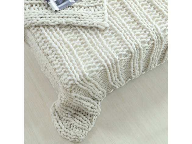 Yolly Channel Knit Throw (Cream White/ 40"x60")