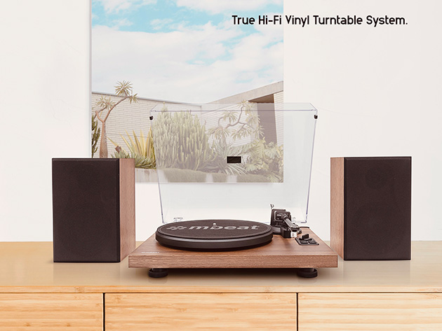 mbeat® MB-PT-28 Bluetooth Hi-Fi Turntable with Bookshelf Speakers