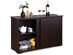 Costway Kitchen Storage Cabinet Sideboard Buffet Cupboard Wood Sliding Door Pantry Brown - Brown