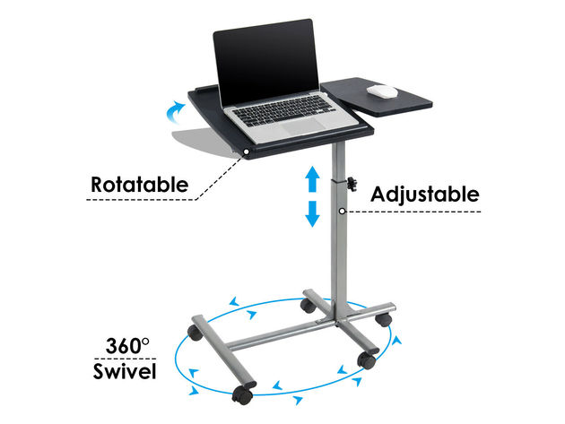 Costway Adjustable Angle & Height Rolling Laptop Notebook Desk Stand Over Sofa Bed Table 