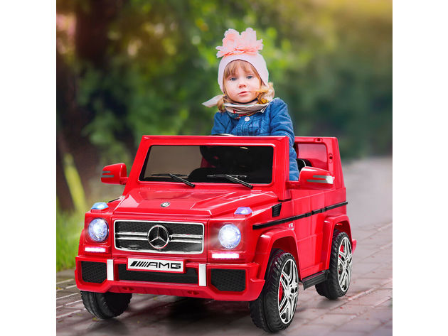 Costway Mercedes Benz G65 Licensed 12V Electric Kids Ride On Car RC Remote Control White\ Black\ Red - Red