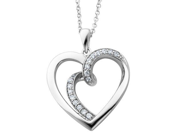 Soulmate Heart Pendant Necklace in Sterling Silver with Chain
