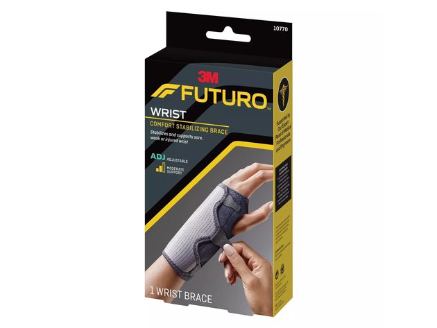 3M FUTURO Adjustable Reversible Splint Wrist Brace, Fits Wrists 5.5 Inch-8.5 Inch, Black/Grey