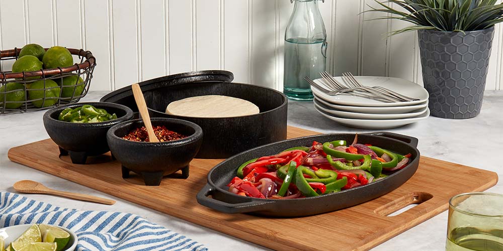 Cast Iron Fajita Skillet Sizzler Pan By Black Rock Grill