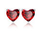Sterling Silver Heart Shaped Studs	Red