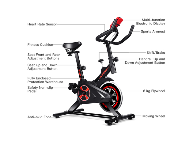 Costway Indoor Cycling Exercise Bike Gym Trainer Fitness Stationary Bike Office Cardio - Black + Blue