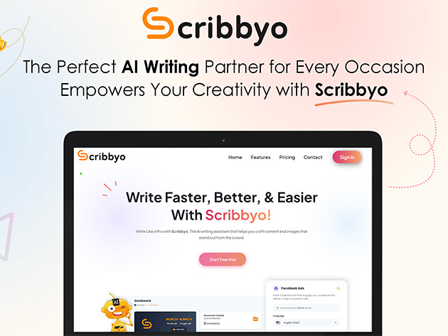 Scribbyo AI: Lifetime Subscription (Gold: 1M Words & 1K Images/Year)