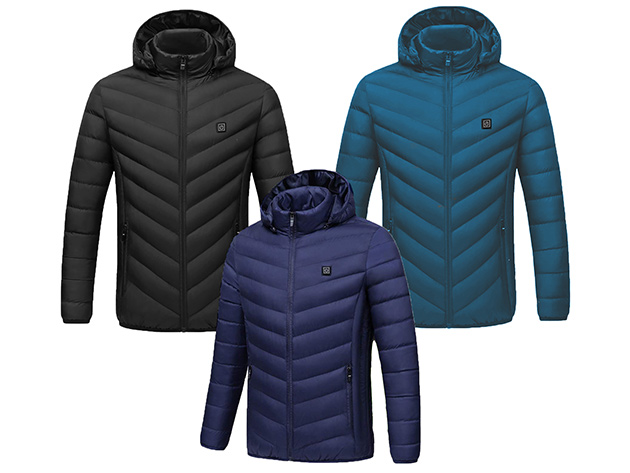 CALDO-X Heated Jacket with Detachable Hood (Black/XL, Requires Power Bank)