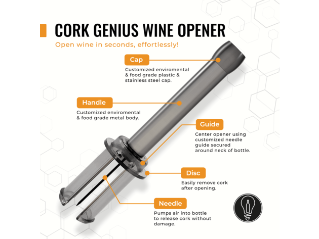Easy-Open Air-Pump Wine Opener from Cork Genius - Rose Gold
