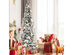 Costway 8ft Snow Flocked Christmas Pencil Tree w/ Berries & Poinsettia Flowers - White
