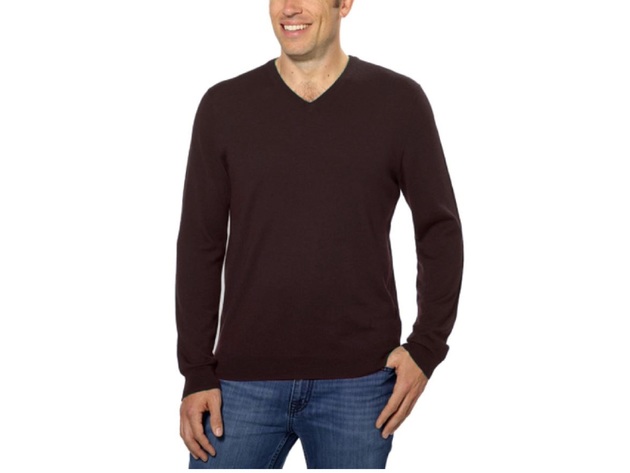 Calvin Klein Men's  Merino V-Neck Sweater Wine Size Extra Large