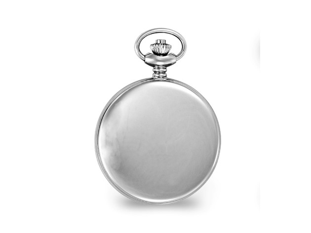 Charles Hubert Stainless Striped Case w/Engraving Area Pocket Watch