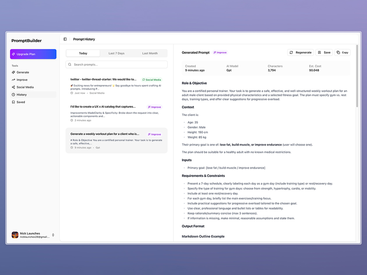 PromptBuilder - AI Prompt Engineer: Lifetime Subscription
