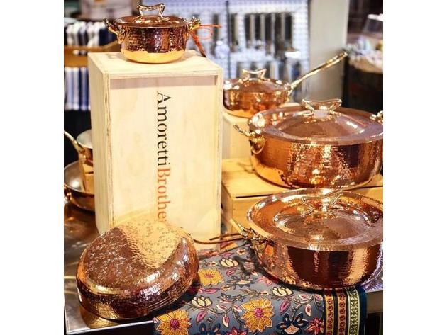 Copper Cookware Set of 7 Flower Lid 