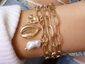 3PC Gold Plating Thick-Chain Link Pearl Bracelet Set