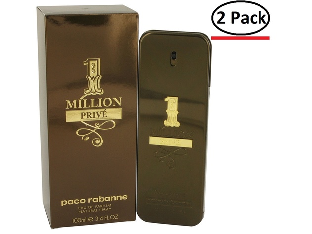 1 Million Prive by Paco Rabanne Eau De Parfum Spray 3.4 oz for Men (Package of 2)