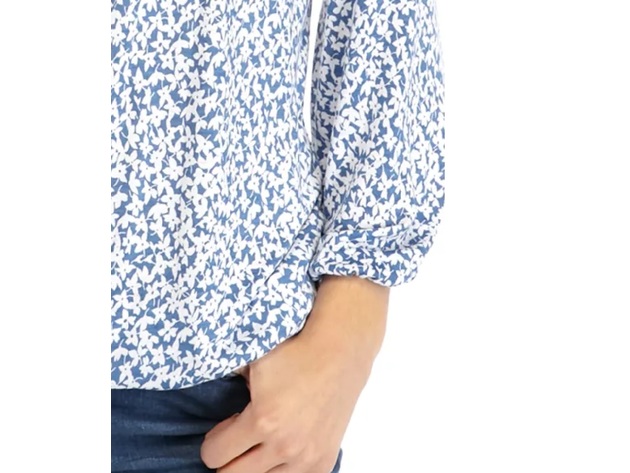 Michael Kors Women's Mini Lily Knit Peasant Top Blue Size Large