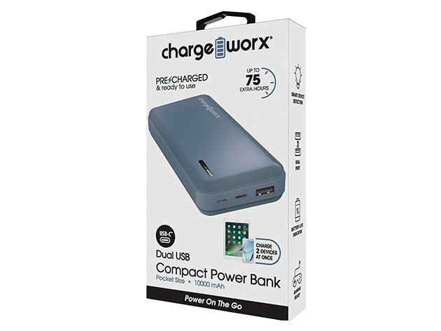 10,000mAh Dual USB Slim Power Bank (Bluestone) | StackSocial