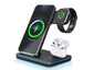 3 In 1 Fast Qi Wireless Charger USB Charging Dock Station for iPhone (Black)