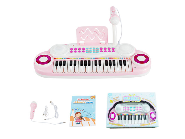 Costway 37-Key Toy Keyboard Piano Electronic Musical Instrument BluePink - Pink