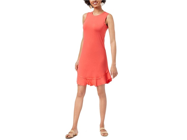 Maison Jules Women's Ruffled Hem A-Line Dress Crushed Coral Size Small