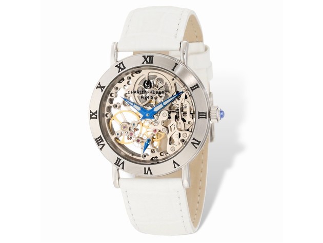 Charles Hubert Ladies Stainless 35mm Skeleton Dial Leather  display picture 3