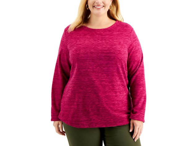 Karen Scott Women's Plus Size Marled Microfleece Top,Purple Size XXX Large