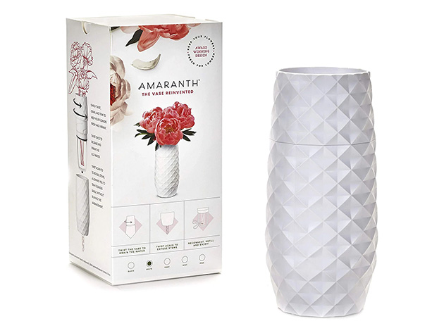 10" White Diamond Amaranth Vase