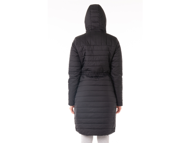 Kyodan Ladies long woven puffer jacket with hood and drawstring 
