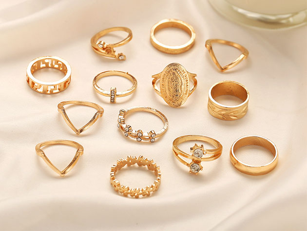13-Piece Medallion Ring Set with Swarovski Crystals