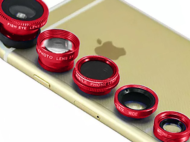 Clip & Snap Smartphone Camera Lenses: 5-Pack (Red)