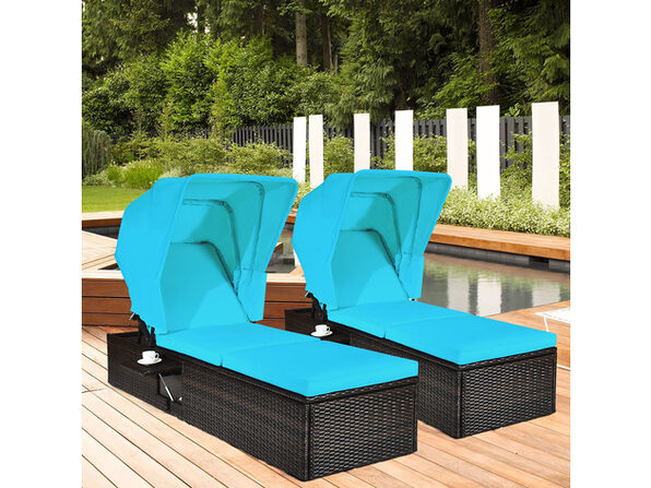 Costway 2 Piece Patio Rattan Lounge Chair Chaise Cushioned Top Canopy Adjustable Turquoise Stacksocial - Costway Outdoor Adjustable Chaise Lounge Chair Costway 2 Piece Patio Rattan Lounge Chair Chaise Cushioned Top Canopy Adjustable Turquoise Stacksocial - Costway Outdoor Adjustable Chaise Lounge Chair
