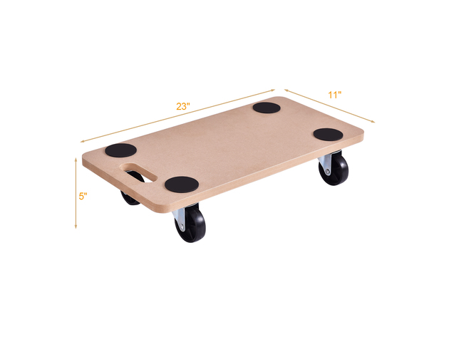 Costway 2 Piece 440lbs Platform Dolly Rectangle Wood Utility Cart Wheeled Moving Transporter