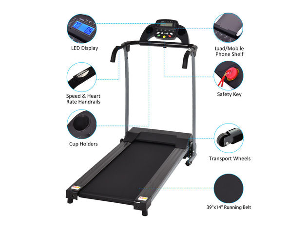 Costway 800W Folding Treadmill Electric /Support Motorized Power Running  Fitness Machine 