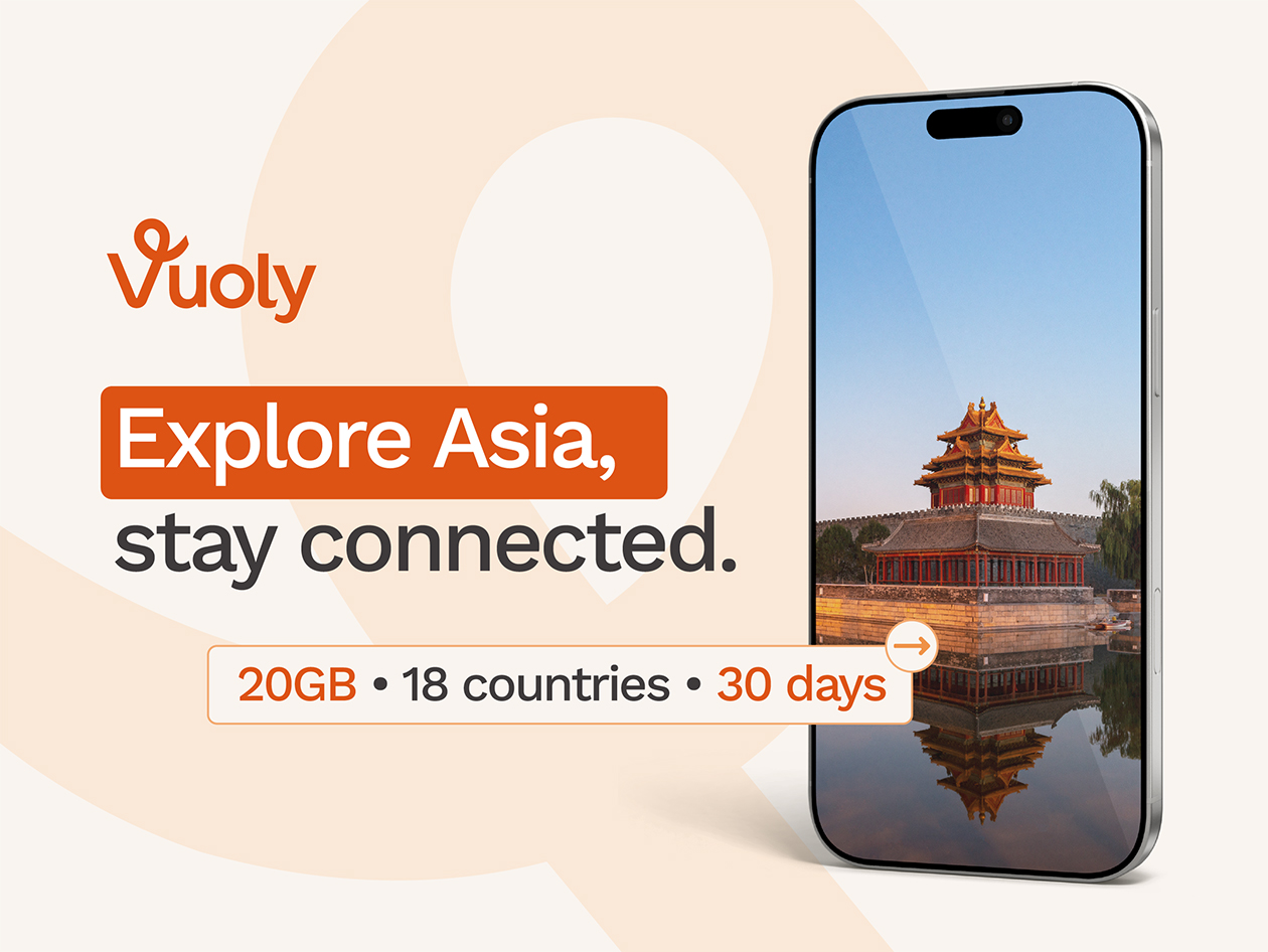 Vuoly eSim Mobile Data Plan: Asia - 20GB/30 Days