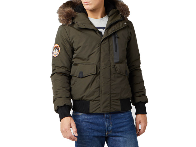 Superdry Men's Everest Hooded Bomber Jacket Armi Size Large