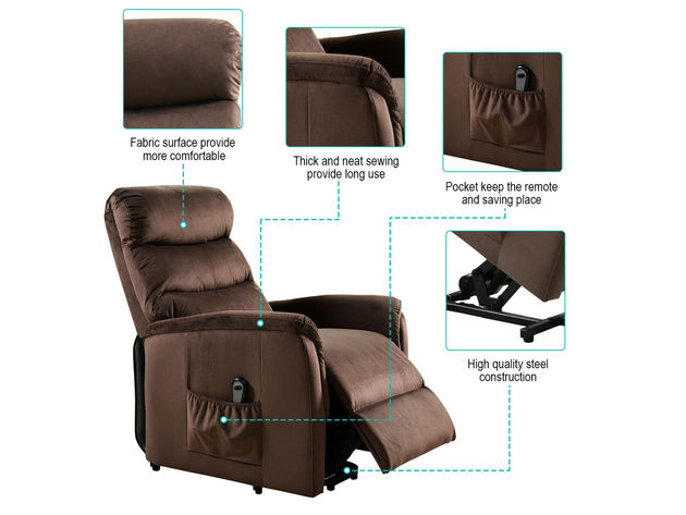 Costway Electric Lift Chair Recliner Reclining Chair Remote Living Room Furniture