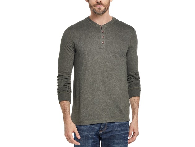 Weatherproof Vintage Men's Long Sleeve Jersey Henley Green Size XX-Large