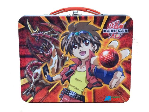 Bakugan Square Carry All Tin Stationery Lunch Box Lunchbox - Orange