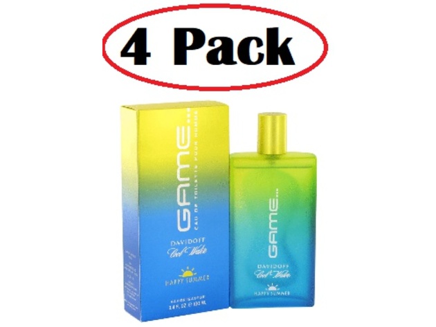 4 Pack of Cool Water Game Happy Summer by Davidoff Eau De Toilette Spray 3.4 oz